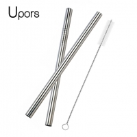 UPORS Extra Wide Straw Reusable 304 Stainless Steel Drinking Straw Metal Straw For Smoothies Tapioca Pearls Milk bubble Tea 2Pcs