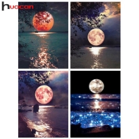 Huacan Diamond Painting Full Square Drill Moon Rhinestones Pictures Diamond Embroidery Sale Scenic Cross Stitch Mosaic Gift