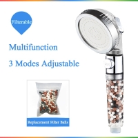 Dropshipping link Zhang Ji New Replacement Filter balls SPA shower head with stop button 3 Modes adjustable shower head
