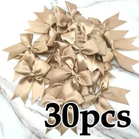 (30 Pcs/pack) 12*7cm Fresh Pink Ribbon Bows Big Size Satin Ribbon Bow Flower Craft Decoration Handwork DIY Party