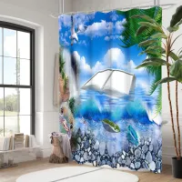 Beach scenery pattern Bathing Curtain  Bathroom Shower Curtain Waterproof With 12 Hooks Home Deco Free Ship