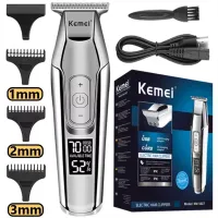 Kemei Professional Hair Clipper Beard Trimmer for Men Adjustable Speed LED Digital Hair Clipper Carving Clippers Electric Razor