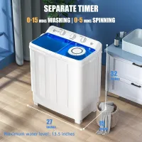 Portable Washing Machine, 28lbs Twin Tub Washer Mini Compact, with Drain Pump, Semi-automatic 18lbs Washer 10lbs Spinner Combo
