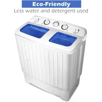 Giantex Portable Mini Compact Twin Tub Washing Machine 20lbs Washer Spain Spinner Portable Washing Machine, Blue+ White