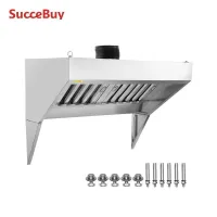 SucceBuy 4/5/6/7/8/9FT Commercial Exhaust 201 Stainless Steel Concession Hood Under Cabinet Range Hood Kitchen Vent Hood Sliver