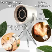 Desktop Range Hood Small Cooker Hood Large Suction USB Charging Portable Exhaust Fan with Filter 3 Gear for Indoor BBQ Hot Pot