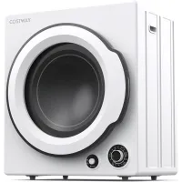 COSTWAY Portable Clothes Dryer,13.2 LBS Front Load Compact Laundry Dryer with Stainless Steel Drum,5 Drying Programs 1350W,White