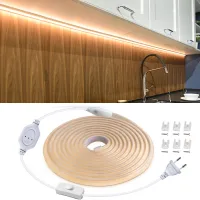 Waterproof Best Under Cabinet Light Kitchen COB LED Light with Button Switch Cord 220V 110V EU / US Plug Strip Lamp for cocina