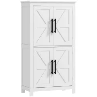 Homcom Bathroom Floor Cabinet, Farmhouse Bathroom Cabinet with Barn Doors, Bathroom Storage Cabinet with Adjustable Shelf, White
