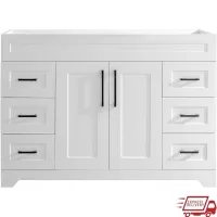 48 Inch Bathroom Vanity Cabinet with 2 Soft Closing Doors 6 Full Extension Drawers Storage Space Easy Assembly No Sink Included
