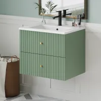 24 Inch Wall Mounted Bathroom Vanity with 2 Drawers - Ideal for Small Bathrooms，Single Sink Bathroom Vanity，Lava Manos De Baño