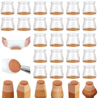 24 Pcs Silicone Chair Leg Floor Protectors with Non-slip Felt, Furniture Cups for Hardwood Floors, Protect Floors from Scratches