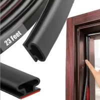 1pc Weather Stripping Door Seal, Window And Door Door Seal Strip, Soundproofing Self-Adhesive Backing D-Shape Door Weather Strip