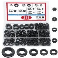 215pcs Rubber Grommet Assortment Kit, 9 Sizes Eyelet Ring Gasket 3/16