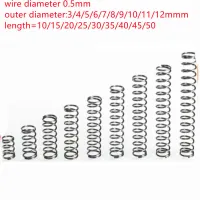 10-20pcs/lot 0.5*3/4/5/6/7/8/9/10/12*10/15/20/25/30/35/40/45/50mm 0.5mm Stainless Steel  Micro Small Compression spring