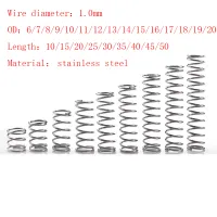5-10pcs/Lot 1.0mm Stainless Steel  Small Compression Spring OD 6/7/8/9/10/11/12/13/14/15/16/17/18/19/20mm Length 5mm to 50mm
