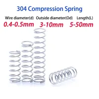 10Pcs Wire Diameter 0.4mm 0.5mm 304 Stainless Steel Micro Small Compression Spring OD 3mm/4mm/5mm/6mm/7mm/8mm/9mm/10mm L：5-50mm
