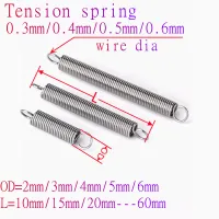 10pcs/lot  0.3mm 0.4mm 0.5mm 0.6mm stainless steel Tension spring with double O hook extension spring