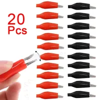 20pcs Metal Alligator Clip G98 Crocodile Electrical Clamp Testing Probe Meter Black Red with Plastic Boot Car Auto Battery