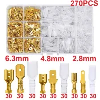 Box Insulated Male Female Wire Connector 2.8/4.8/6.3mm Electrical Crimp Terminals Termin Spade Connectors Assorted Kit 270PCS