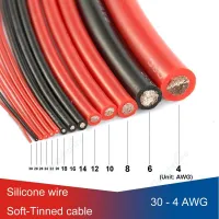 Solar Panel Electrical Wire Red Black Heat Resistant Silicone Cable 24 22 20 18 16 14 12 10 8 6 4 awg gauge for Car Auto Battery