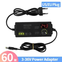 3-36V 60W Power Adapter Adjustable Voltage Adapter LED Display Switching Power Supply EU Plug for LED Light Strip Motor