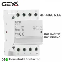 GEYA Din Rail AC Contactor 4P 63A 4NO 4NC 2NO2NC 3NO1NC House Use or For Charging Pile Contactor Good Quality