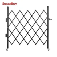SucceBuy Single Folding Security Gate 1.5-2mx1.22-3.66m Folding Door Gate Steel Accordion Flexible Expanding Security Gate Black