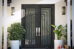 Modern Wrought Iron Door Design Alucasa Modern French Arched Exterior Double Glass Security Door Gates Steel Wrought Iron Doors