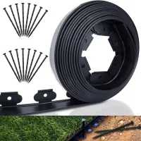 10M Fixed Garden Barrier Lawn Grass Plastic Edging Border Landscape Edging Garden Edge Kit With 30 Anchoring Spikes Easy Install