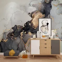 Bacaz Large Custom Your Size 3D Marble Mural Wallpaper Black Murals for Living Room Luxury kitchen Bathroom Backdrop Stickers