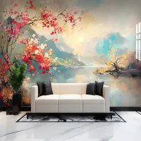 Custom Wallpaper 3D Pastoral Oil Painting Flowers Landscape Mural Living Room Bedroom Background Home Decor Wall Covering