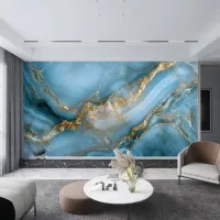 Custom Photo Wallpaper Retro Blue Abstract Marble Pattern Murals Living Room Bedroom Art Background Home Decor Wall Painting