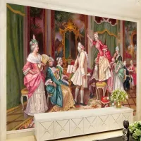 European Figures Oil Painting Court Gathering Photo Mural Wallpaper Living Room Sofa Bedroom Home Decor Wall Cloth Papel Tapiz