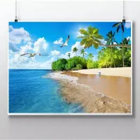 Custom Photo Murals Seascape Beach Coconut Tree 3D Wall Paper For Living Room TV background  Decor Wall Covering