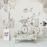 Custom Wallpaper Wall Cloth Nordic Simple Rabbit Children's Room Decor Murals Bedroom Living Room Backdrop Mural Papel De Parede