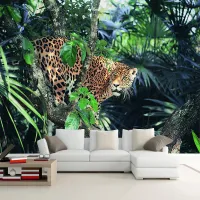 Custom Any Size Mural Wallpaper 3D Virgin forest leopard animal Wall Painting Kid's Bedroom TV Background Wall Papel De Parede