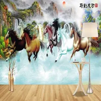 Chinese Style Ink Painting Wild Horses Galloping Photo Mural Wallpaper Restaurant Bedroom Decor Mural Papel Pintado De Pared 3D
