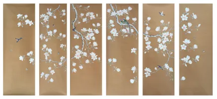 Custom Hand-Made wallpapers silk Hand-Painted Mangnolias For Villa/Apartment/Living room/bedroom/diningroom/Sofa/TV wallcovering