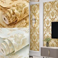 European 3D Embossed Damask Wallpaper Self-adhesive Finely Pressed Non-woven Fabric Thicken Wallpaper European Style Home Decor