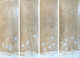 Customized Hand-Painted birds with flowers fruit tree paintings/Wallpaper TV/Bedroom/Living/Dinning Room decoration background