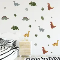 Cartoon Cute Dinosaur Leaf Animal Wall Stickers Removable for Kids Room Living Room Nursery Decoration Wall Decals