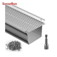 SucceBuy Gutter Guard 5/6in Aluminum Leaf Filter DIY Gutter Cover 13/26/52 PCS Raptor Gutter Guards Fits Any Roof or Gutter Type