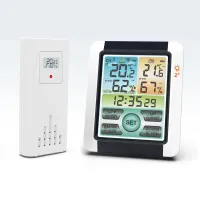 1 Set Indoor and Outdoor Wireless Temperature and Humidity Meter Color Large Screen Weather Clock LCD Touch Screen Display