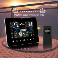 Multifunctional Weather Station Alarm Clock Touch Screen Thermometer Hygrometer Wireless Sensor Sunrise Sunset Hygrothermograph