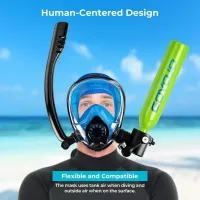 0.5L Scuba Tank and Snorkel Mask Combo Mini Scuba Portable Lungs Oxygen Cylinder Full Face Diving Mask Underwater Breath System