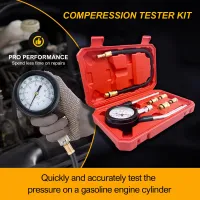 Gasoline Engine Compression Meter with M10 M12 M14 M18 Adapter 0-300 PSI Pressure Gauge Automotive Cylinder Tester Kit