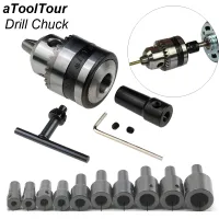 Mini Electric Drill Chuck Threaded  Clamp 0.6mm-6mm B10 Mount Taper Connector Rod Motor Shaft with Adapter Key Wrench Power Tool