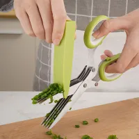 Muti-Layers Kitchen Scissors Stainless Steel Vegetable Cutter Scallion Herb Laver Spices Cooking Tool Cut Kitchen Accessories