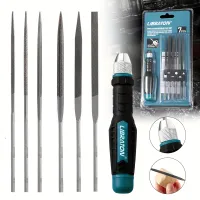6Pcs Needle File Set Small Files Mini Files Wood Files Metal Files Set Steel Files with Handle Interchangeable, for Carving